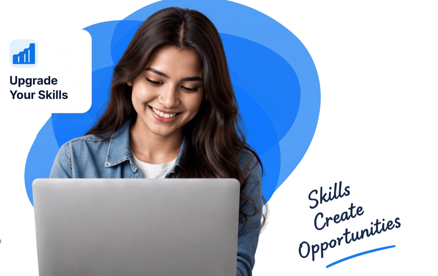 Smiling learner with laptop