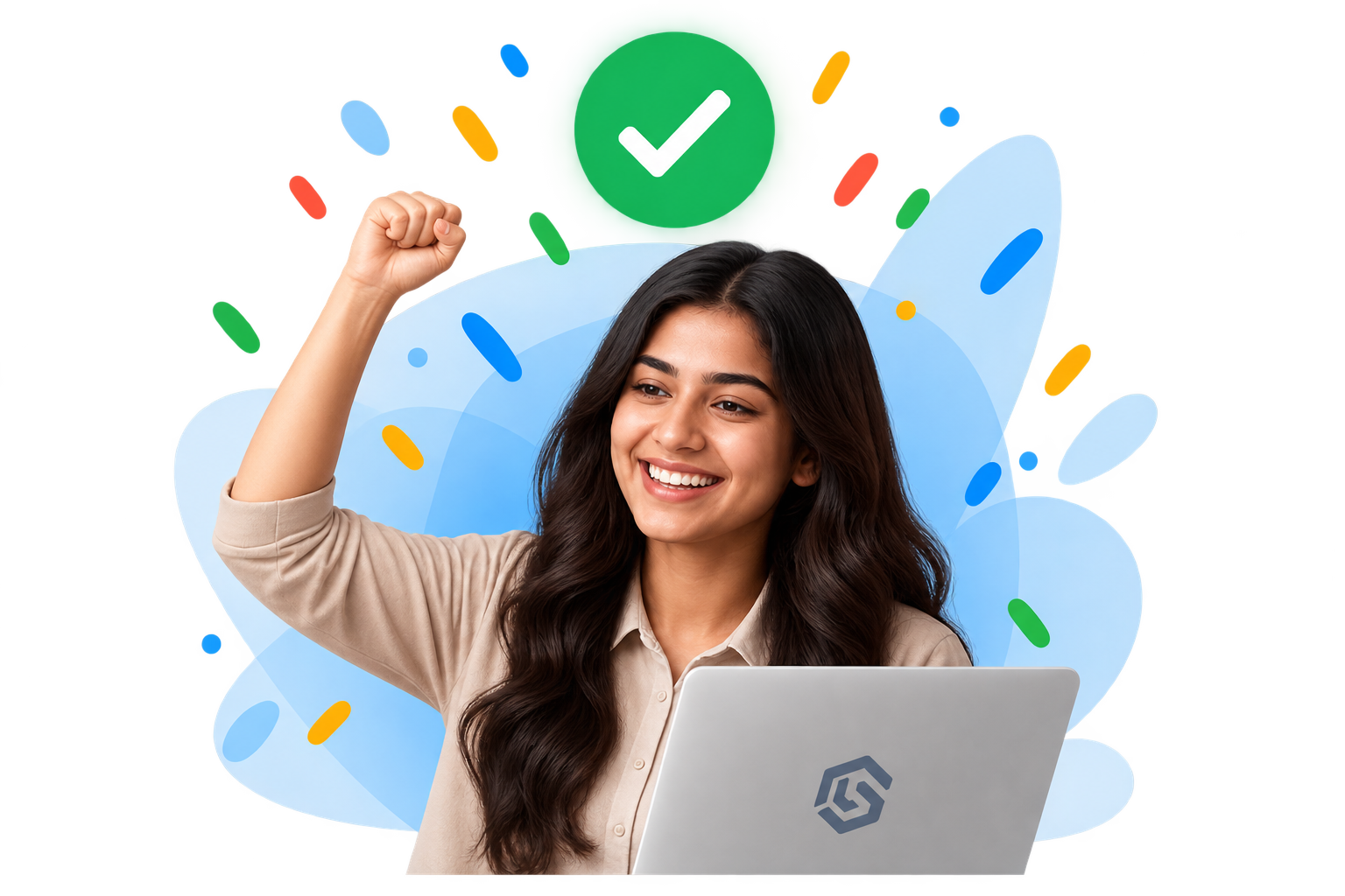 Student celebrating a learning achievement